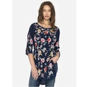 Johnny Was Women's Playa Embroidered Georgette Tunic size small